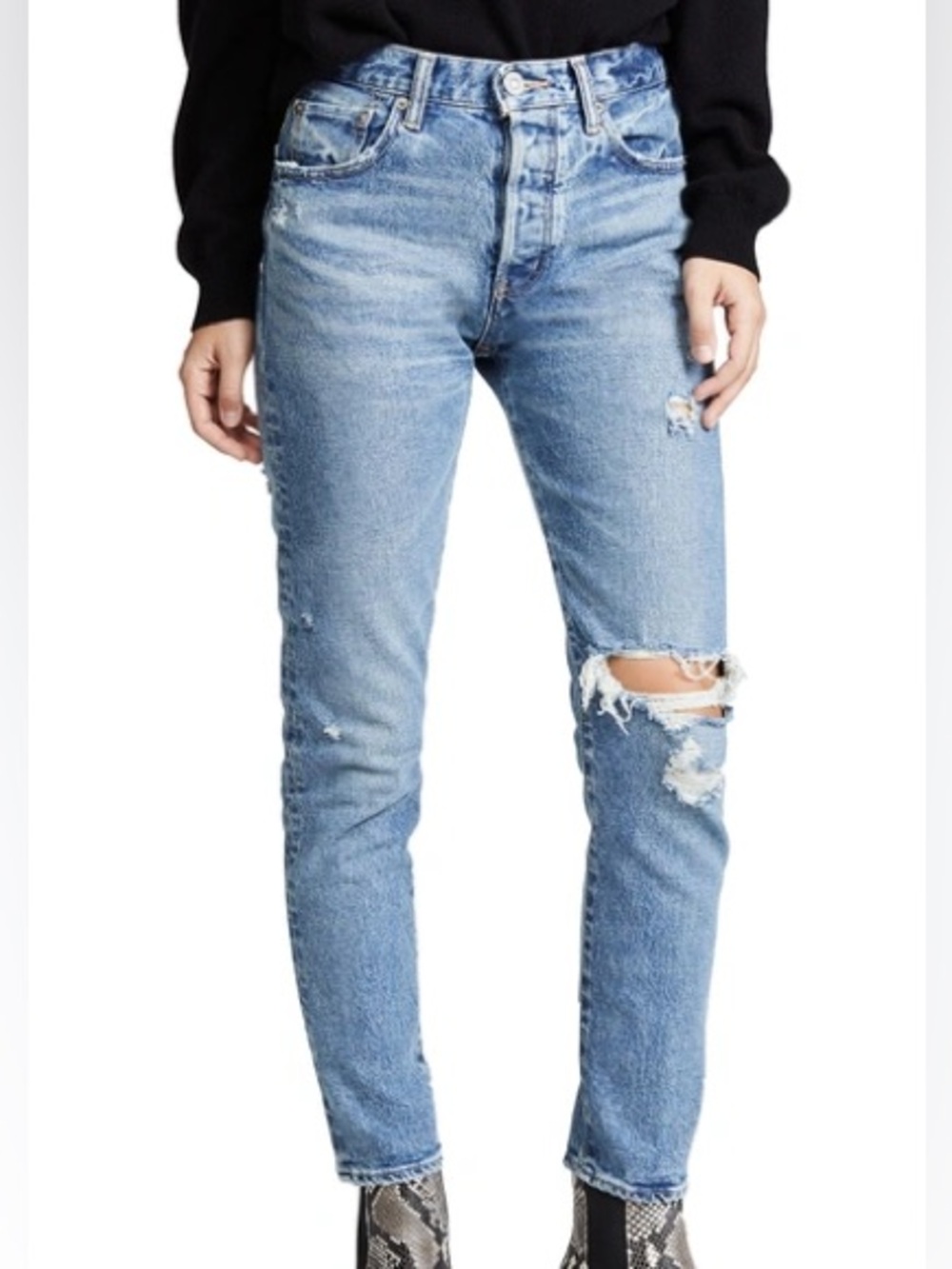 Moussy Vintage MV Mvs Isabel High Rise Tapered Skinny Jean In Blue Size 27